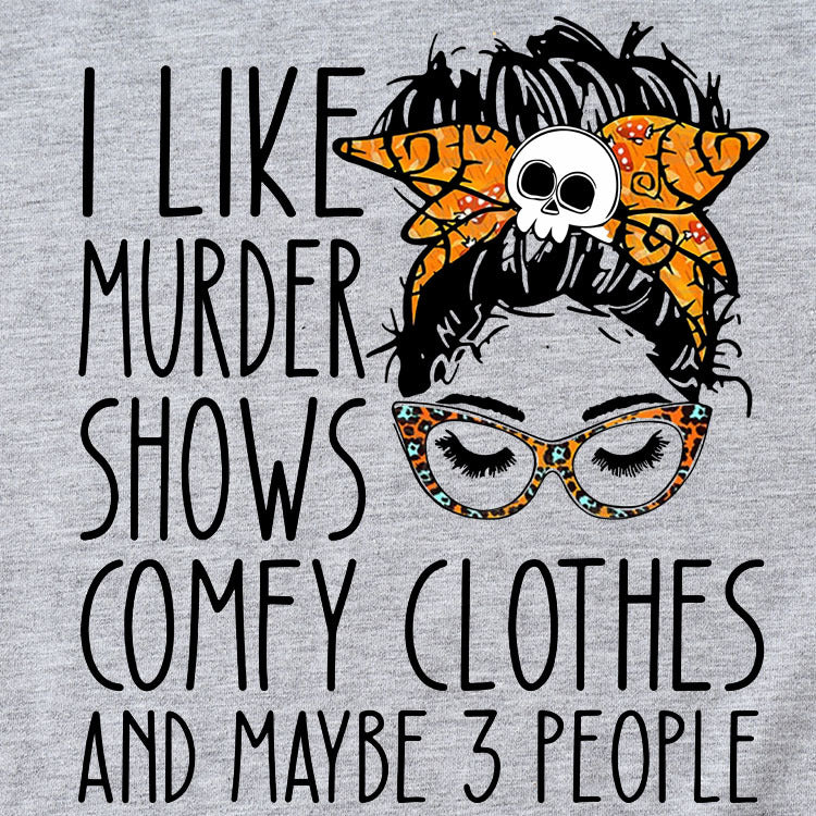 J'aime les spectacles de meurtre lettre imprimée été manches courtes col rond t-shirt femmes