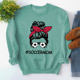 Round Neck Tops Long Sleeve Soccermom Print Loose Sweatshirt