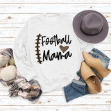 Football Mama Love Leopard Letter Crew Neck Long Sleeve Sweatshirt