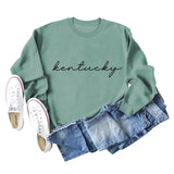 Kentucky Letter Loose Rundhals Mode Lässig Langarm Pullover für Damen in Übergröße