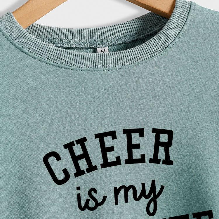 CHEER Is My FAVORITE Letters – pull ample à manches longues et col rond pour femme, grande taille