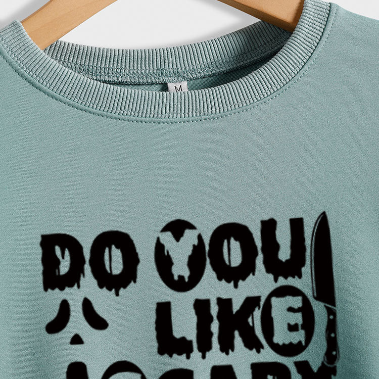 Aimez-vous les films effrayants lettres pull ample à manches longues grande taille pour femmes