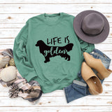 Life Is Golden Round Neck Letter Loose Long Sleeve Large Sweater