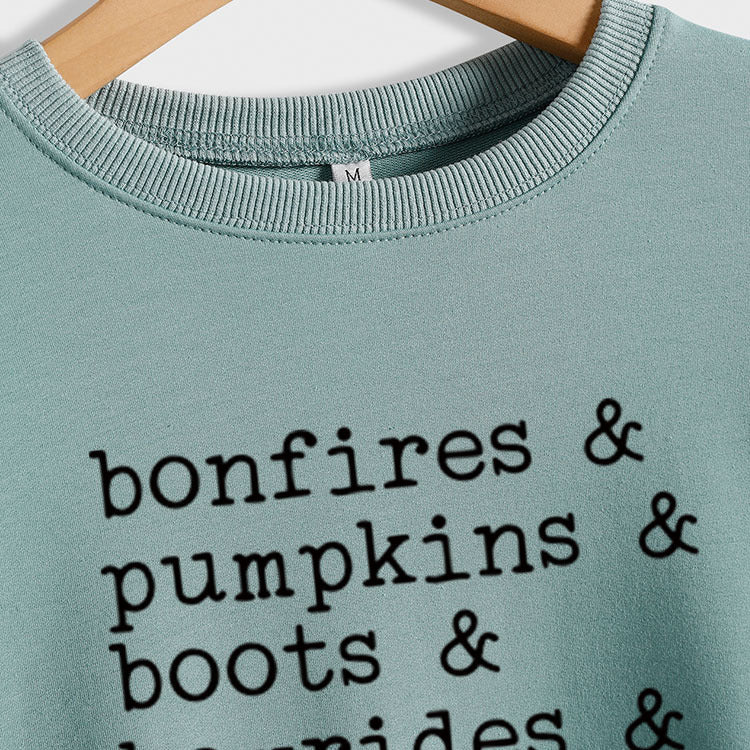 Sweat-shirt à manches longues pour femme, feux de joie, citrouilles, lettre de Thanksgiving
