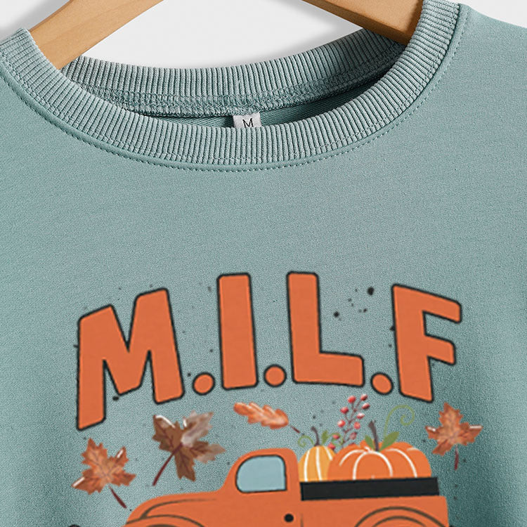 Sweat-shirt à manches longues pour homme et femme, avec imprimé de camion citrouille, I Love Fall, MILF