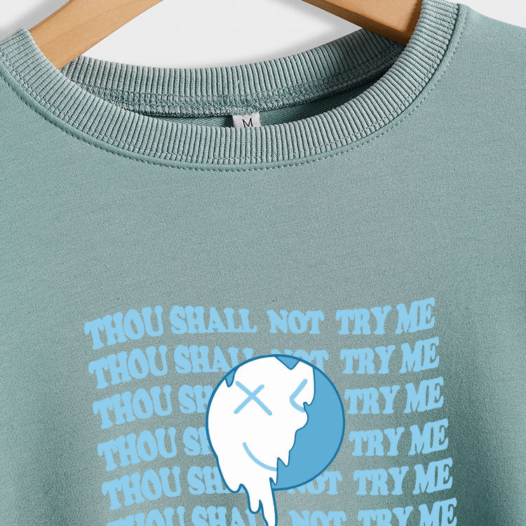 Tu ne feras pas de lettres, col rond, manches longues amples, sweat-shirt femme grande taille