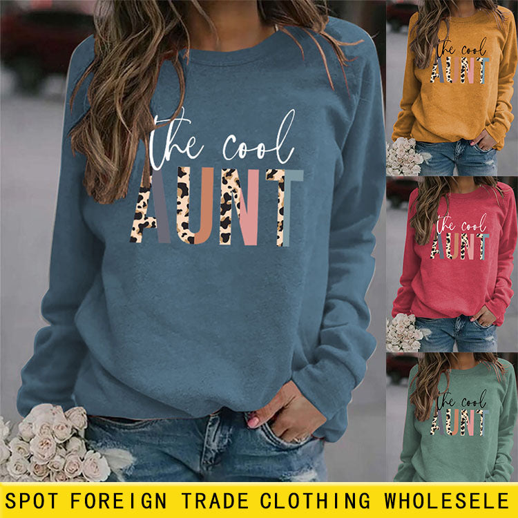 Sweat-shirt à manches longues et col rond pour femme, lettres de personnalité Cool