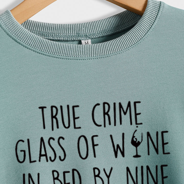 TRUE CRIME GLASS OF WINE Lettre Backing Pull à manches longues Fille