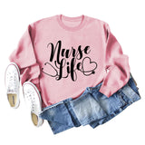 Nurse Life Love Letter Round Neck Loose Bottomed Long Sleeve Women's Sweater