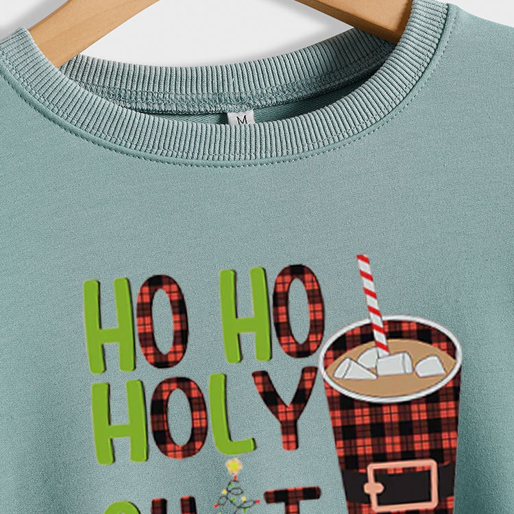HO HO HOLY SHIT SPOT LETTRE CAFÉ SWEAT-SHIRT À MANCHES LONGUES FEMME