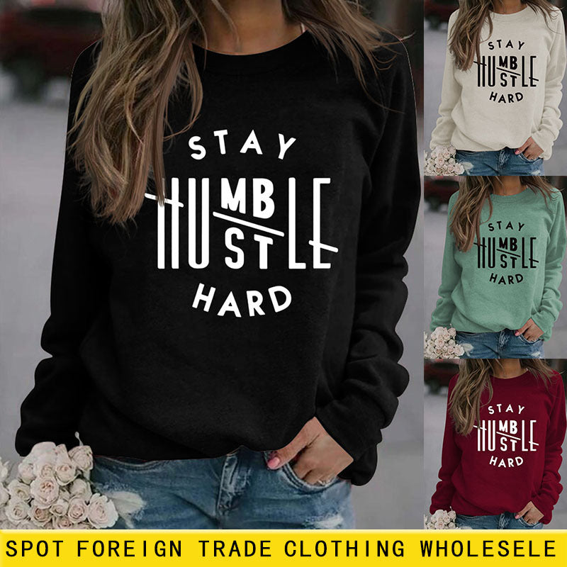 STAY HUMBST LE HARD lettres ample manches longues grande taille pull femme
