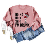 Ho Ho Holly Sht Rotwein Tasse Weihnachten Hut Brief Mode Herbst Winter Langarm Sweatshirt