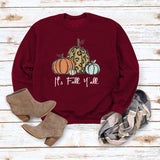 it's fall y'all pullover simple round neck top long sleeve printed loose sweater