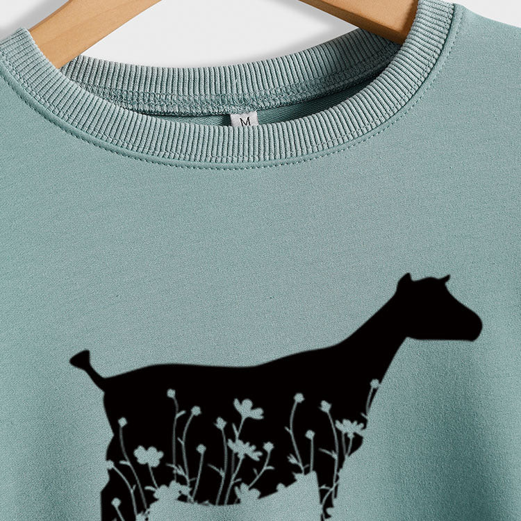 Pull ample à manches longues pour femme, imprimé plante fleur mouton, nouvelle collection automne et hiver