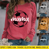 Round Neck Tops Long Sleeve Mama Print Loose Sweatshirt