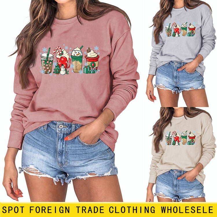 Pull surdimensionné imprimé décontracté à manches longues et à fond ample pour femmes