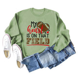 Damen Sweatshirt mit Aufschrift „My Heart Is on That Field“