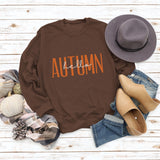 HELLO AUTUMN Letter Round Neck Long Sleeve Plus Size Sweater