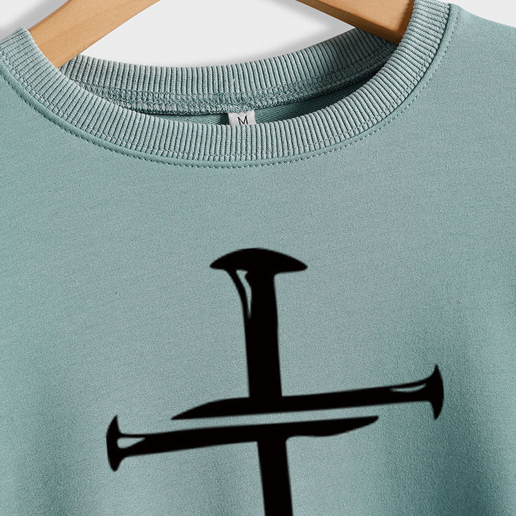 Sweat-shirt à manches longues pour femmes, imprimé croisé, automne et hiver