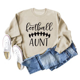 Football Aunt Letter Loose Round Neck Autumn and Winter Plus Size Casual Long Sleeve Sweater Girl