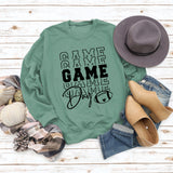 GAME DAY Baseball Letter Round Neck Loose Printing Long Sleeve Leisure Large Size Sweater Girl