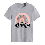 Mama Rainbow Love Letter Round Neck Loose Print Pattern Short Sleeve T-shirt