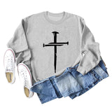 Cross Print Autumn and Winter Bottoming Long-sleeved Women's Sweatshirt