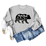 Mama Bear Buchstabendruck Rundhalsausschnitt Lockere Unterseite Langarmshirt Damen Pullover in Übergröße