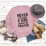 NEVER UNDERESTIMATE A GIRL Letters Fashion Round Neck Loose Long-sleeved Sweater