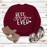 Best Grandma Ever Letters Simple Fashion Round Neck Loose Long-sleeved Sweater for Women