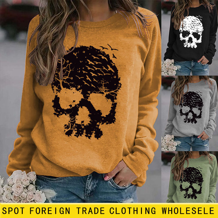 Sweat-shirt ample à manches longues et col rond avec lettres imprimées