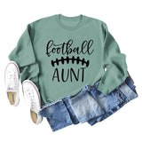 Football Aunt Letter Loose Round Neck Autumn and Winter Plus Size Casual Long Sleeve Sweater Girl