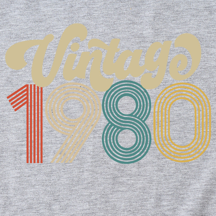 VINTAGE 1980 Summer Womens Plus Size Round Neck Short Sleeve T-shirt