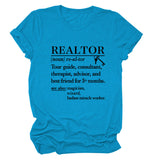 REALTOR LETTER LOOSE WOMEN'S CASUAL CREWNECK SHORT SLEEVE FASHION T-SHIRT TOP