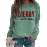 Frohe Weihnachten Mode Brief Herbst Winter Langarm Damen Sweatshirt