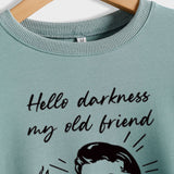 Hello Darkness My Letter Printing Loose Long Sleeve Ladies Sweater