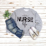 Pullover Round Neck Top Long Sleeve Nurse Life Printed Loose Sweater Cross Border