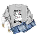 BOO BOO CREW Pullover mit Buchstabendruck, Rundhalsausschnitt, Herbst und Winter, langärmelig, Übergröße, Damen