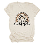 Nurse Love Leopard Rainbow Letter Print Short Sleeve Women's t-ShirT-Shirt