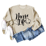 Nurse Life Love Letter Round Neck Loose Bottomed Long Sleeve Women's Sweater