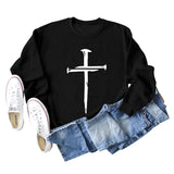 Cross Print Autumn and Winter Bottoming Long-sleeved Women's Sweatshirt