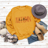 HELLO AUTUMN Letter Round Neck Long Sleeve Plus Size Sweater