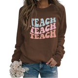 Einfacher Pullover Langarm Teach Teach Print Lockerer Pullover