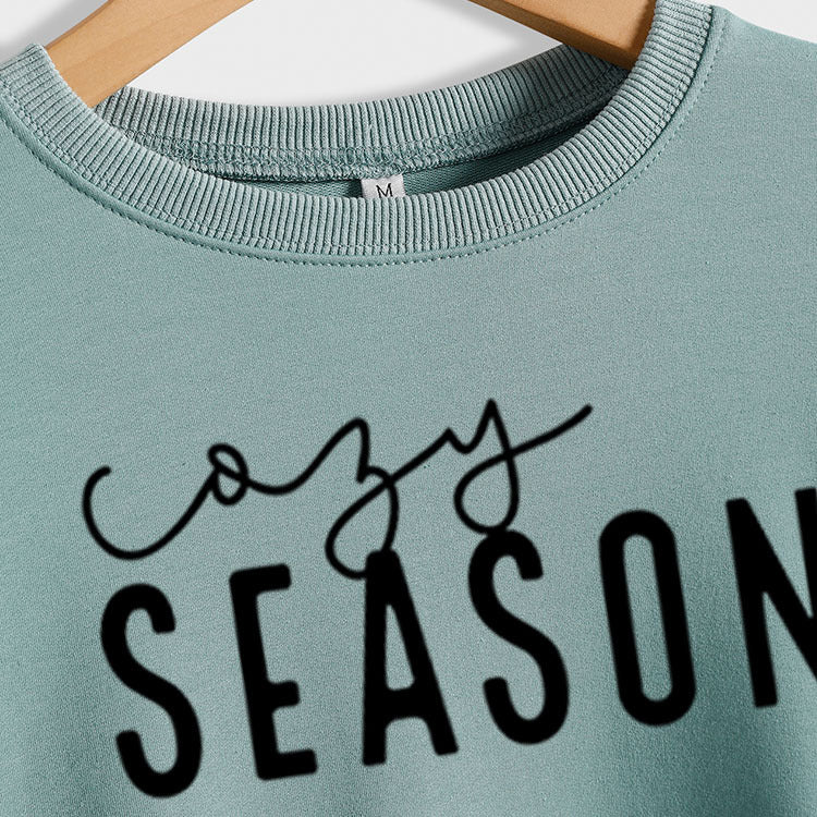 Confortable saison mode imprimé col rond lettres grande taille hauts à manches longues femme pull ample