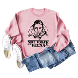 Not Today Vecna Letters Loose Long Sleeve Printed Sweater