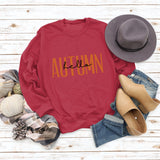 HELLO AUTUMN Letter Round Neck Long Sleeve Plus Size Sweater