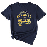 Women's Large Sunshine and Whishkey Round Neck Short Sleeve T-shirt