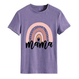 Mama Rainbow Love Letter Round Neck Loose Print Pattern Short Sleeve T-shirt