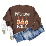 WILLKOMMEN HERBST Kürbis Halloween Alphabet Druck Herbst und Winter Langarm Große Größe Pullover