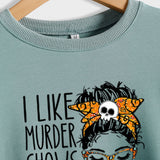 I LIKE MURDER SHOWS Pullover für Damen, Rundhalsausschnitt, lange Ärmel, Übergröße